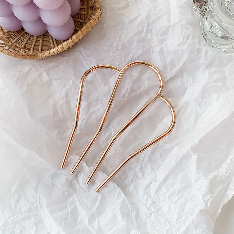 Korean Metal Hair Sticks Women Hairpins Elegant Simple Solid Color Hair Clips Girls Hair Sticks Hair Accessories Hairpin New