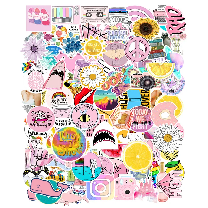 10/30/50/100Pcs Cartoon Roze Vsco Meisje Stickers Chidren Diy Speelgoed Koffer Laptop Fietshelm auto Decals Graffiti Sticker F5