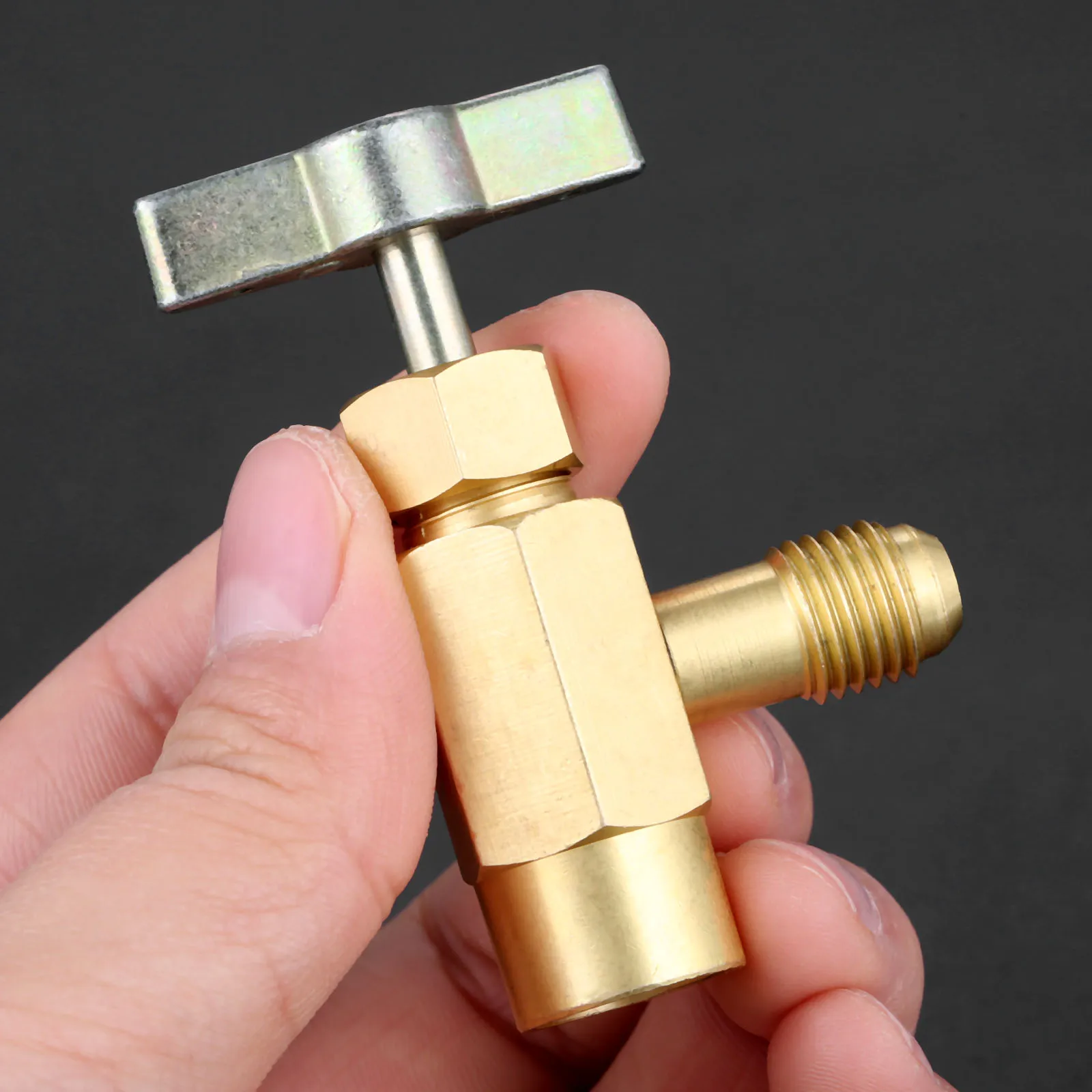 5 sztuk R1234yf czynnik chłodniczy może dotknij 1/2 "ACME LH kobieta 1/4" SAE mężczyzna AC otwieracz do butelek zawór narzędzie zawór — zdjęcie 5