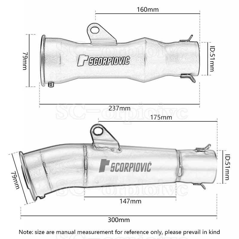 51mmモディファイドエキゾーストサイレンサー,gsxr,zx6r,zx10r,z250,z650,クワッドバイク用