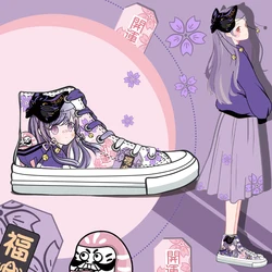 Amy and Michael Original Design Anmie Cartoon Sneakers Kawaii Girl Students Hand Painted Canvas Shoes  Women High Top Plimsolls