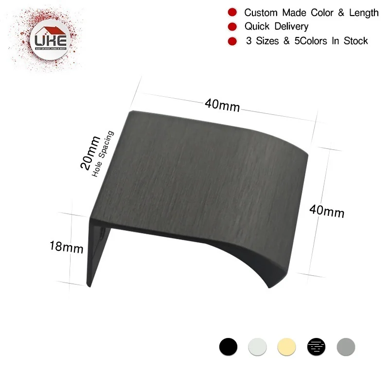 Free Shipping UKE Matt Black Brushed Brass Hidden Furniture Kitchen Drawer Handles