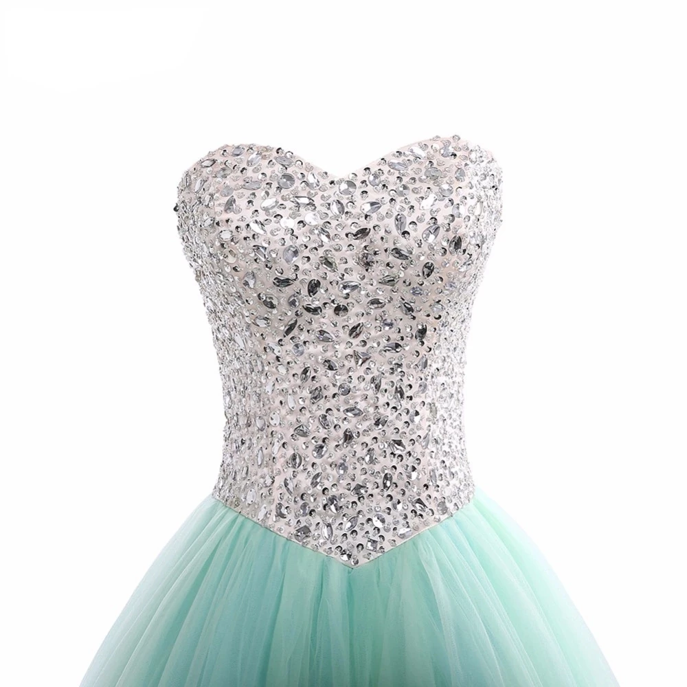 Angelsbridep Sweetheart Beach Gowns Quinceanera ชุดคริสตัล Tulle Vestidos De 15 Anos Princess Party Gowns Plus ขนาด