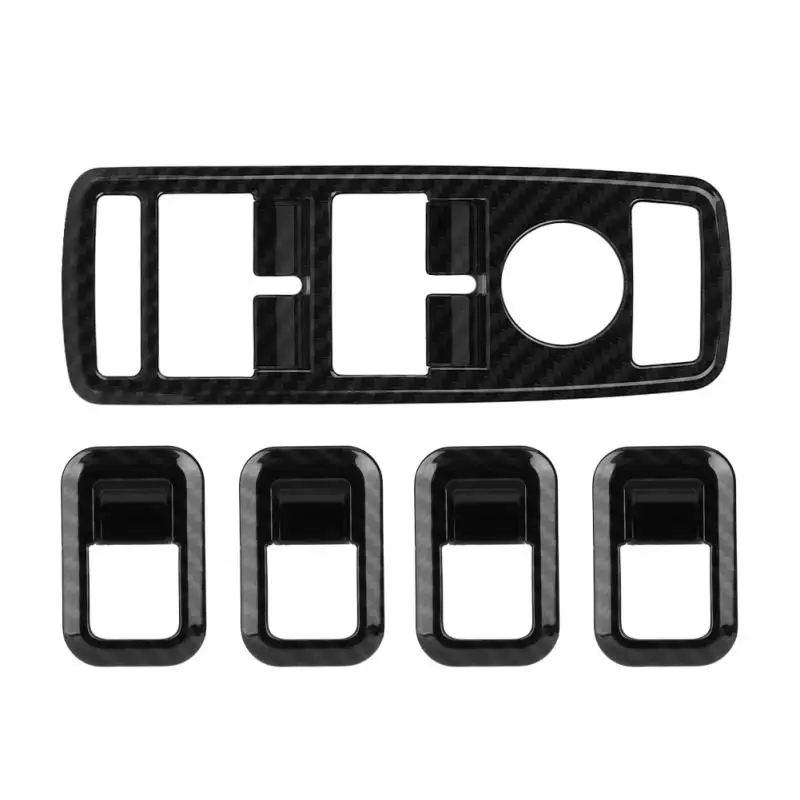 5Pcs Car Auto Carbon Fiber Venster Switch Trim Cover Frame Voor Mercedes Benz A B C E Cla gla Glk Ml Gle Klasse W204