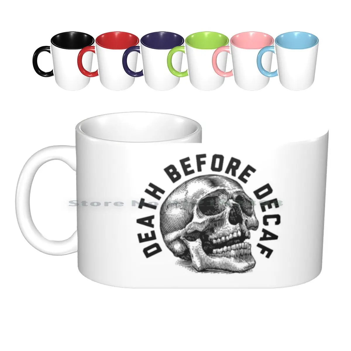 Decaf Ceramic Mugs Coffee Cups Milk Tea Mug Skull Halloween Spooky Bones Skeleton Coffee Iced Coffee Scary Horror Tattoo Decaf