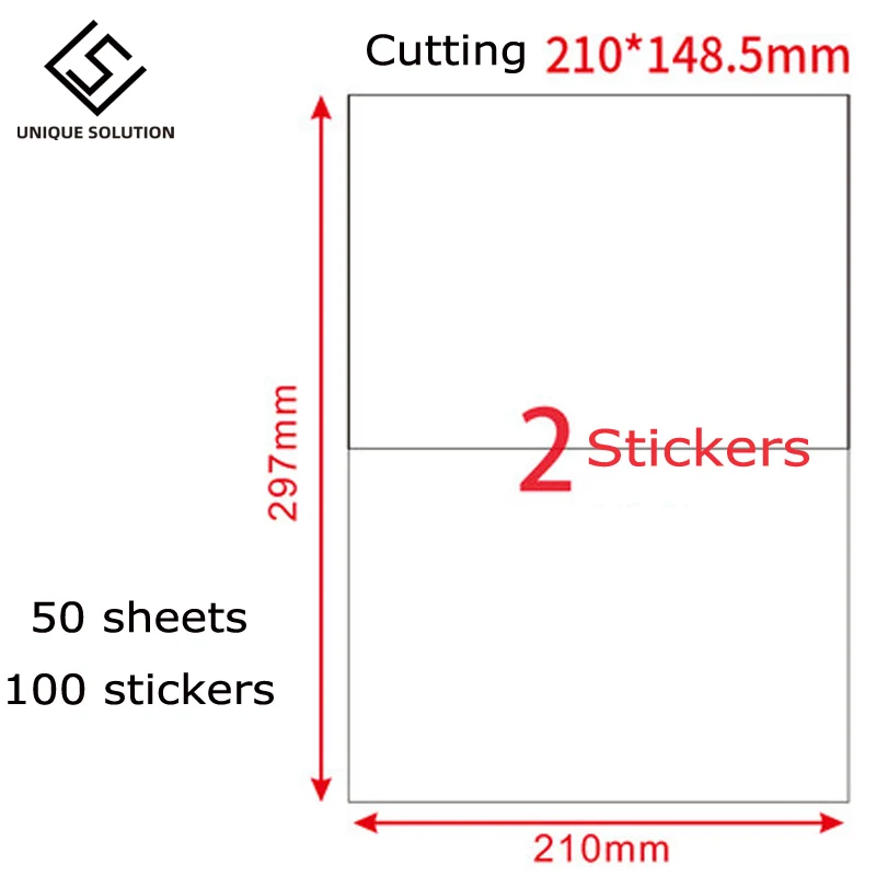 100 Half Sheet Shipping Address Labels For Laser Ink Jet Self Adhesive A4 Size