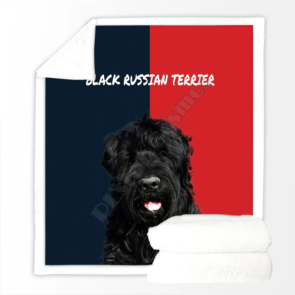 

Funny Black Russian Terrier Cozy Premium Fleece Sherpa 3D printed Fleece Blanket on Bed Home Textiles Dreamlike