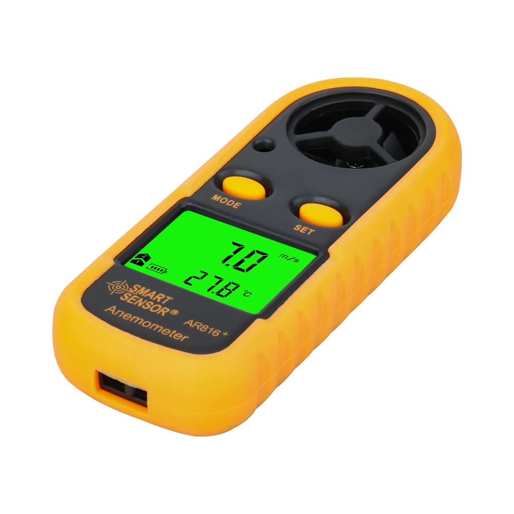 Mini Anemometer Digital Wind Speed Meter Wind Speed Tester LCD Backlight Display Wind Speed Detector with Temperature Measuring