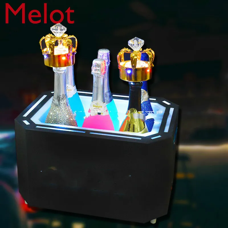 Customized Bar Luminous Ice Bucket Creative Led Rechargeable Acrylic Ice Tank 6 Pack Luminous Wine Bucket Wine Set