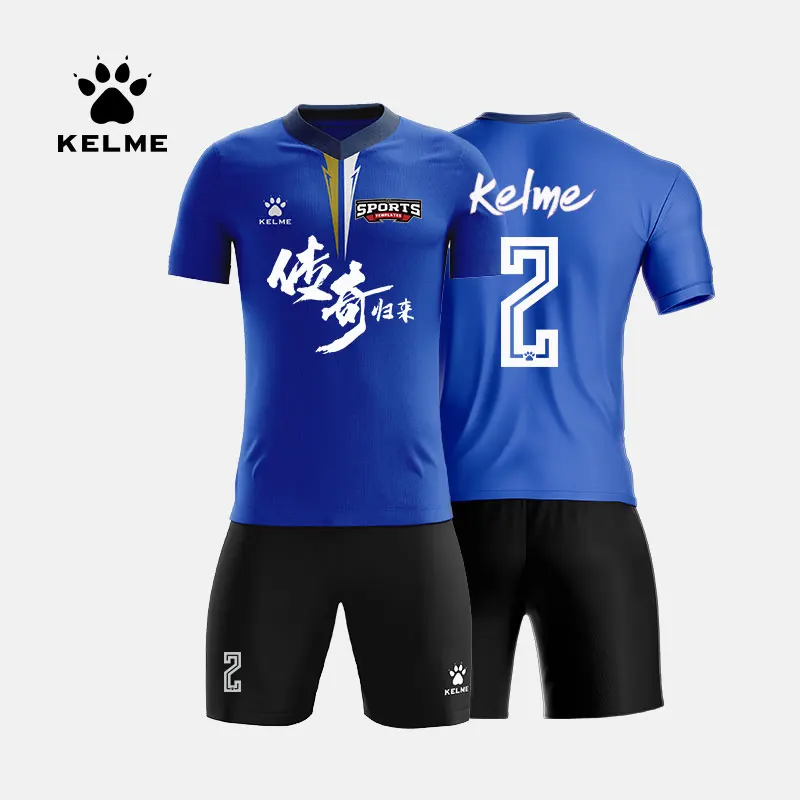 KELME Custom Men\'s Football Uniform Soccer Jersey Tracksuit Spotswear Short Sleeve Kid\'s Jersey Soccer Shorts Set Male 3891047