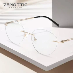 ZENOTTIC Pure Titanium Rimless Optical Glasses Women Lightweighted Non-Prescription Eyewear Clear Lens Eyeglasses