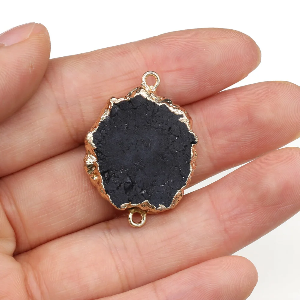 Trendy Natural Druzy Agates Stone Charms Connector Pendant Irregular Quartz Pendants for Jewelry Making DIY Necklace Bracelet