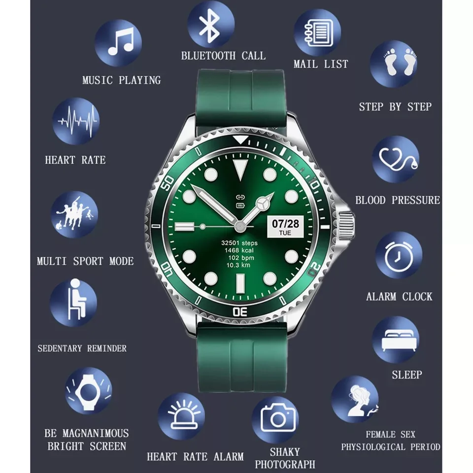 New arrival Music Playback Smart Watch HD Full Round Screen Bluetooth Call Business Smart watch Sports Fitness For Android IOS