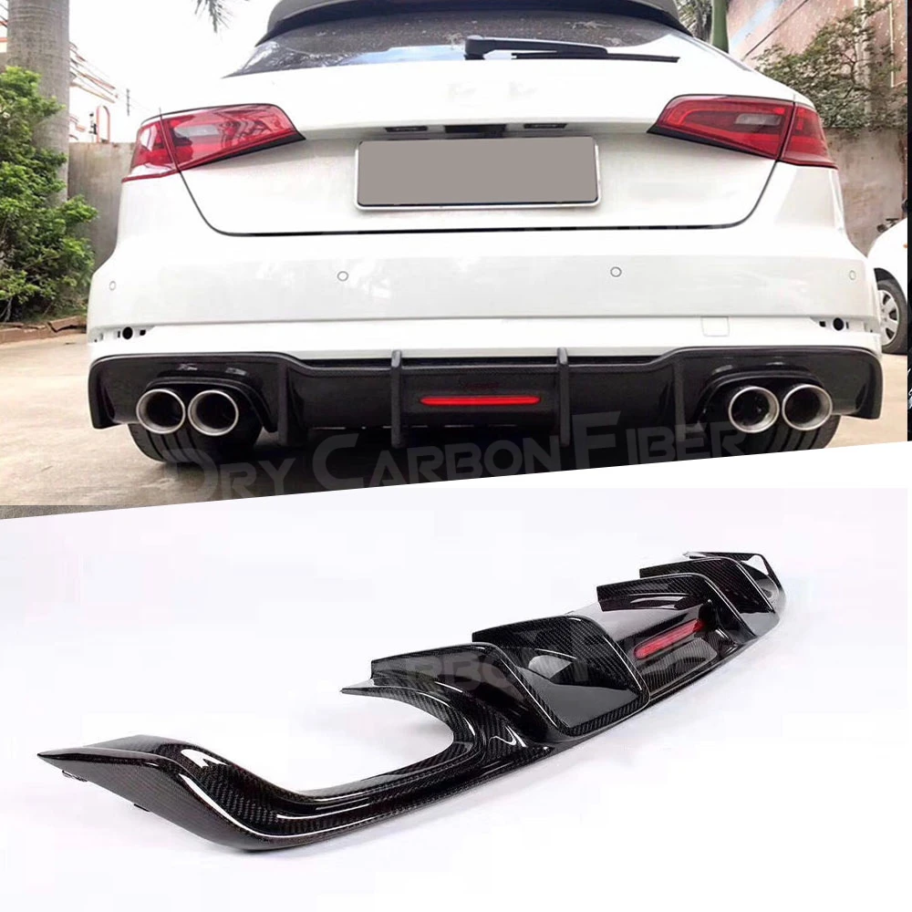 Carbon Fiber Rear Lip Spoiler Diffuser Bumper for Audi A3 Sline S3 Hatchback Sportback 2017 2018 2019 not standard K style