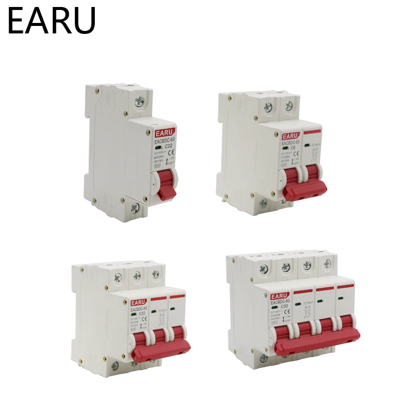 DC 1000V 1P 2P 3P 4PSolar Mini Circuit Breaker Overload Protection Switch 6A 10A 16A 20A 25A 32A 40A 50A 63A Photovoltaic MCB PV