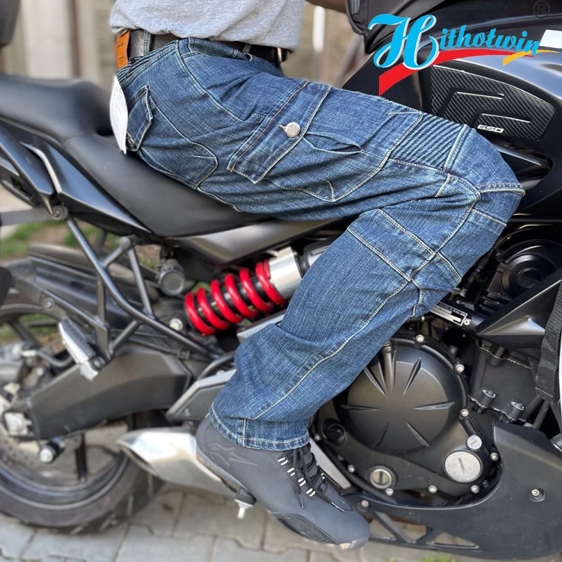 2022 Classic Blue Motorcycle Pants Black Men Protective Gear Aramid Motorbike Trousers Motocross Pants