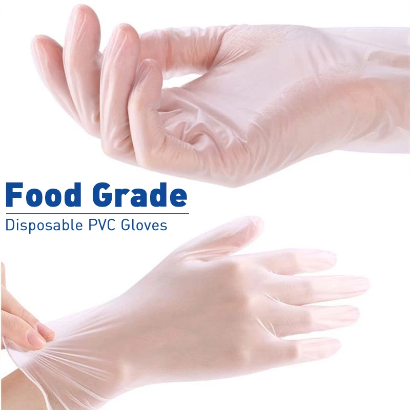 Vinyl Gloves Disposable 100 50 20 pcs Polyethylene Clear Examination PVC Powder Free Latex-Free Home Cleaning Gloves