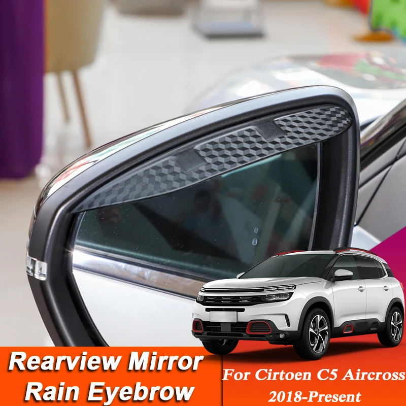 Auto-Styling Voor Citroen C5 Aircross 2018-PresenCarbon Fiber Achteruitkijkspiegel Wenkbrauw Regen Shield Anti-Regen Cover Externe Sticker