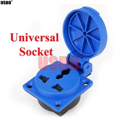 Blue IP54 round cover outdoor waterproof socket universal AC Power Socket Dustproof Waterproof Multifunction Industrial outlet