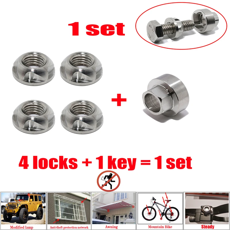 Nut Security Anti Theft Screws Nuts M6 M8 M10 M12 nut 304Stainless Steel led nut Mountain Bike Awning Car Accessories LED Lights