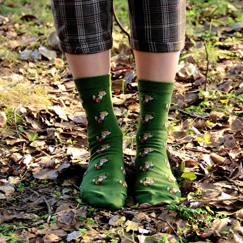 Imagen 2 del producto Envío Directo calcetines de animales zorro Tod Foxhound cola tupida Foxy mamífero hierba verde zoológico cuentos de hadas populares bosque fresco Sox salvaje medio