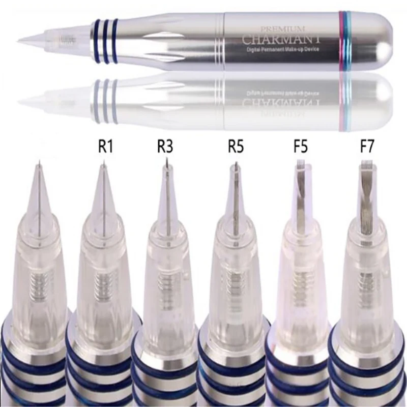 10pcs Microblading Cartridge Needle for Charmant Permanent Makeup Machine Micropigmentation Device 8mm Screw Eyebrow Tattoo Pen