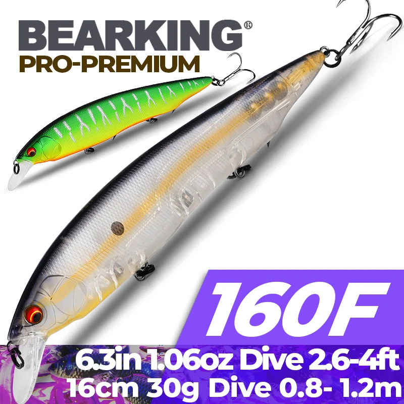 BEARKING 160mm 30g new 2022 Hot fishing lures 20 assorted colors  minnow crank Tungsten weight system wobbler model crank bait