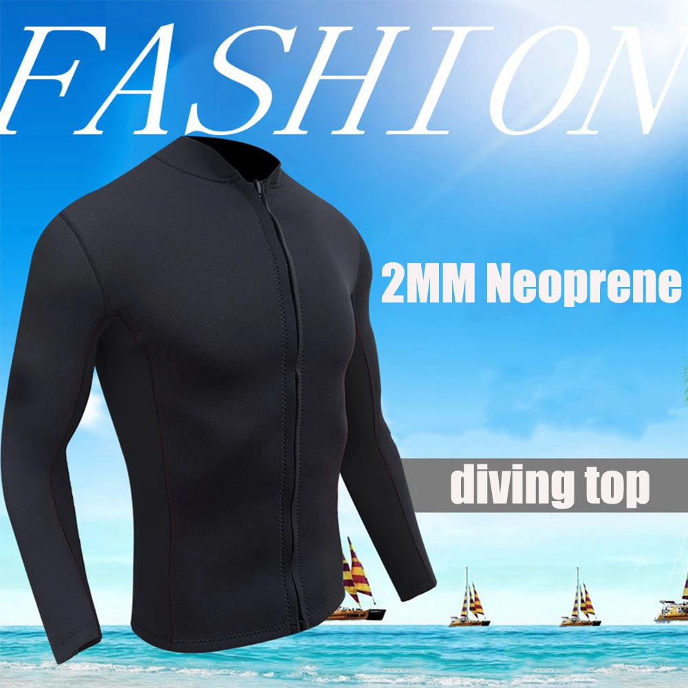 2MM Neoprene Diving Top Split Wetsuit Jacket Men\'s Water Sports Swimming Snorkeling Surfing Warm Wetsuit Top