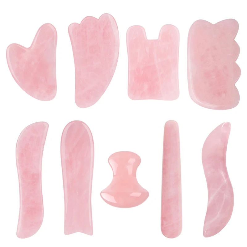 Natural Rose Quartz Gua Sha Board Gouache Scraper Acupoint Pressing Acupuncture Facial Lift Beauty Skin Care Tools