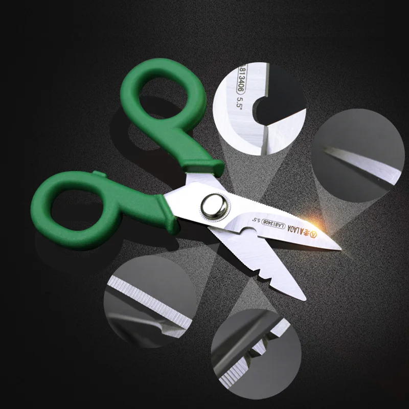 LAOA Stainless Scissors 5.5 Inch Electrician Scissors Stripping Wire Tools Cut Wires Household Shears Tools