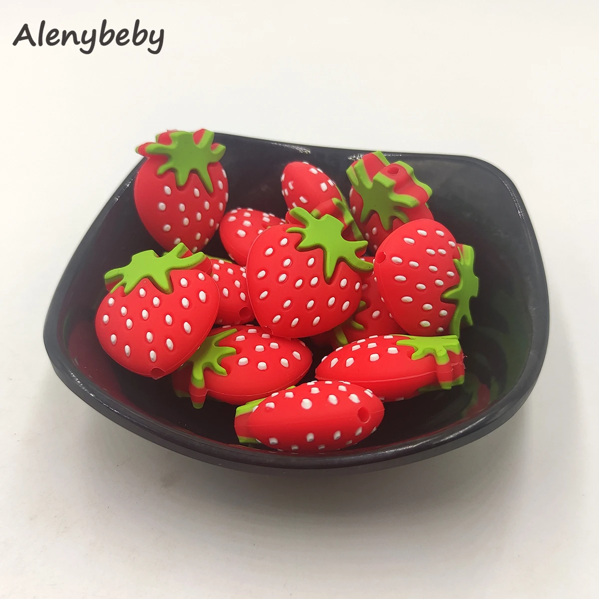 Silicone Strawberry beads Food Grade Silicone fruit Teething Bead Baby Silicone Chewable Beads DIY Children\'s Necklace Pendant