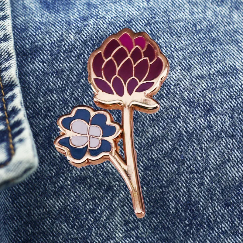 Clover And Lucky Flower Brooch Metal Enamel Lapel Badge Collect Denim Jacket Backpack Pin Decoration Given Friends And Fans Gift