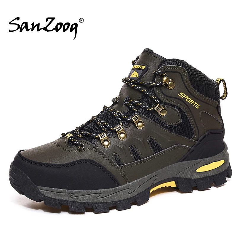 Autumn Winter Men Women Leather Hiking Shoes Trekking Mountain Boots Senderismo Waterproof Outdoor Sneakers Tracking Trail