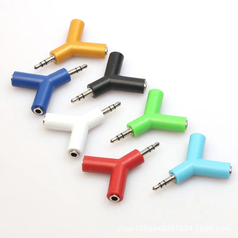 ใหม่ Y-ประเภทหูฟัง Splitter สีหนึ่งจุดสองคู่หูฟัง Splitter 3.5มม.อะแดปเตอร์เสียง