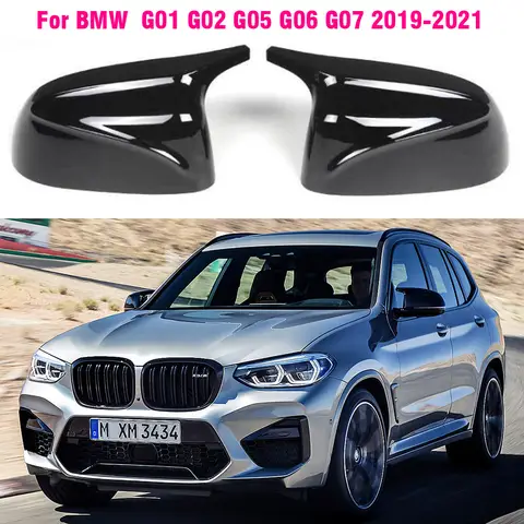 탄소 섬유 ABS 백미러 커버, BMW X3 G01 X4 G02 X5 G05 X6 G06 X7 G07 2018-2022 M 스타일 ABS 유광 블랙