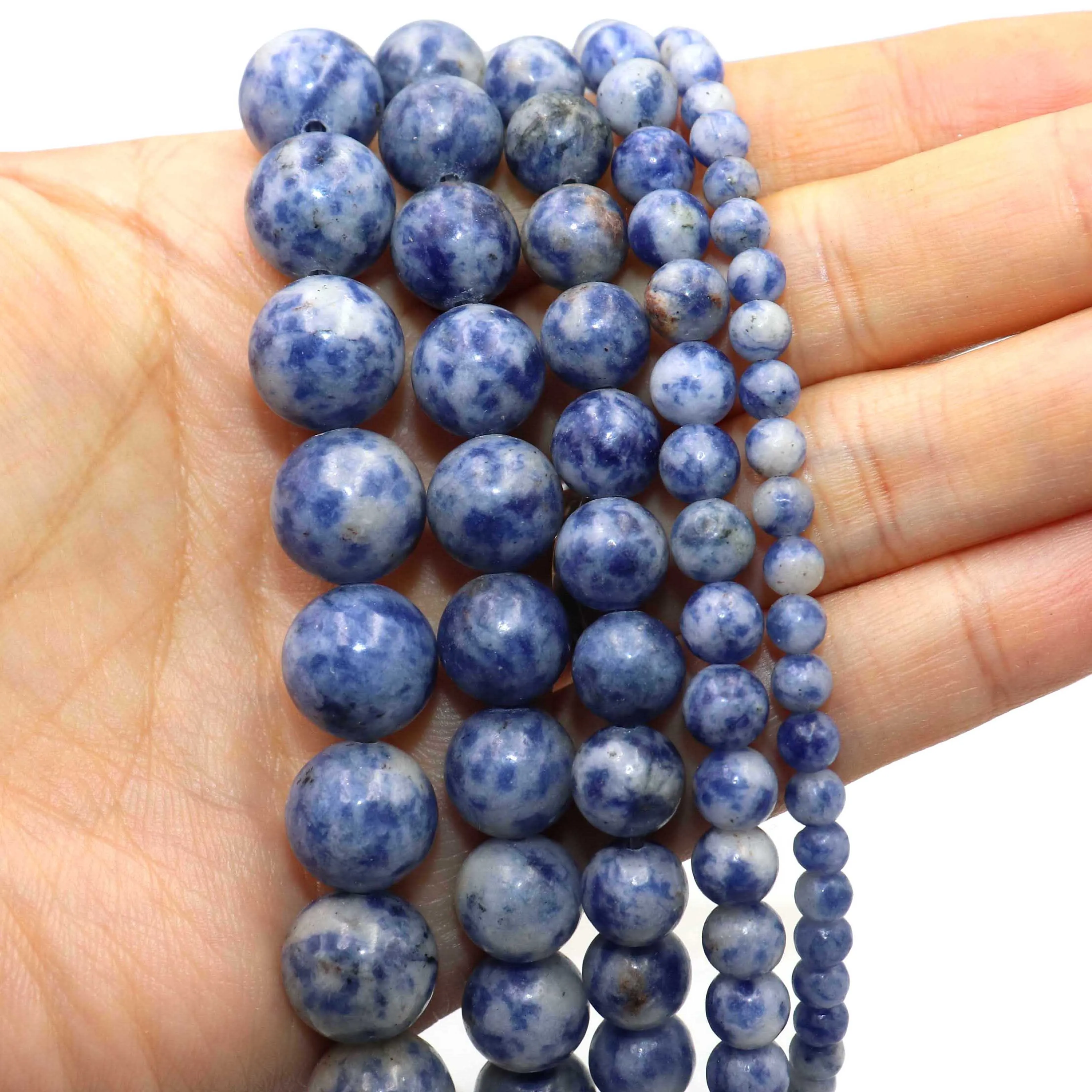 Natural BIue Sodalite Stone Round Spacer Beads For Jewelry Making Charm DIY Bracelets Necklace Accessories 2 3 4 6 8 10 12mm