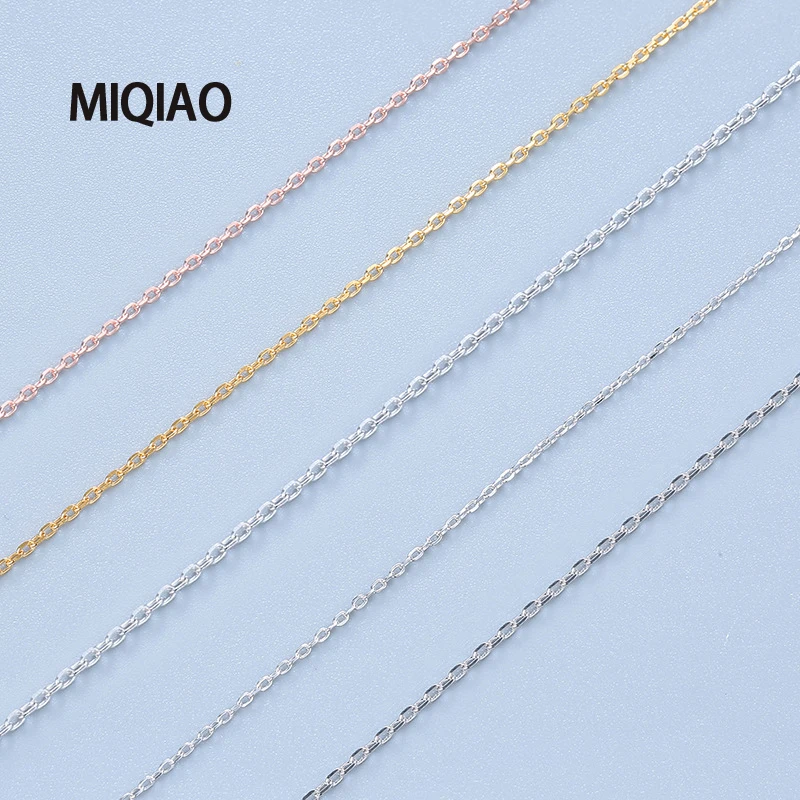 MIQIAO 925 Sterling Silver Thin O Chain Long 40 45 50 55 60 CM Wide 0.9 1.1 1.2 MM Rose Gold Platinum Color Necklace Accessories