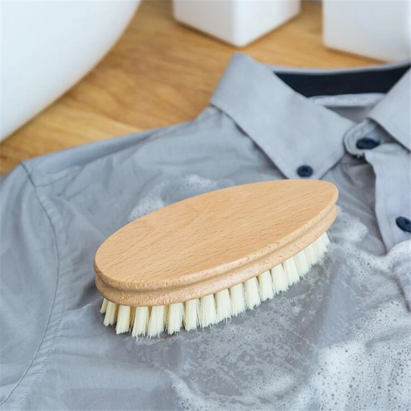 Soft Durable Laundry Wood Brush Clean Tool Housework Shoes Hand-Held Wash Clothes Brush Practical Kitchen Bath Clean Products