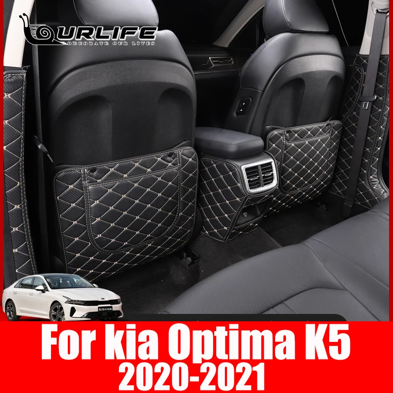 PU Leather Anti Kick Pad  Car Seat Back Protector Waterproof Anti Dirt Chair Cover For Kia Optima K5 2020 2021 Accessories