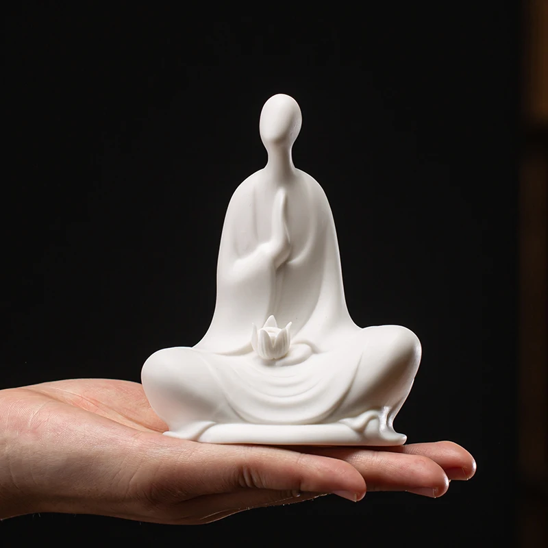 PINNY White Porcelain Zen Statues Ceramics Stick Incense Burner Home Decoration Accessories Budas Decoracion Estatua