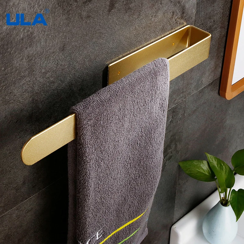 

ULA Towel Rail Rack Towel Holder Bathroom Towels Rack Hanger Black Brushed Space Aluminum Wall Hanging Towel Bar Storage Shelf