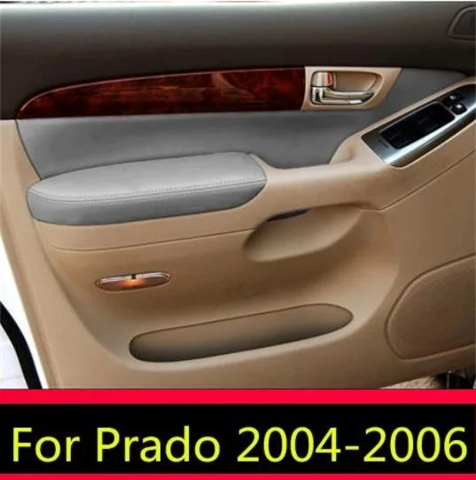 For Toyota Prado 2004 05 2006 Lexus GX470 Microfiber Door Panel Armrest Leather Protective Cover with Mount Fittings car interio