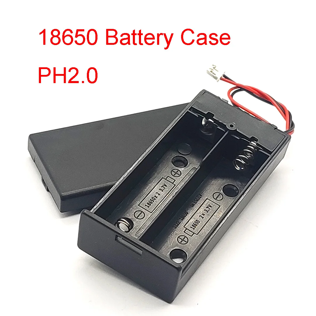 New 18650 Battery Case 3.7V For 2x18650 Batteries Holder 18650 Battery Storage Box Container With ON/OFF Switch With PH2.0 Head