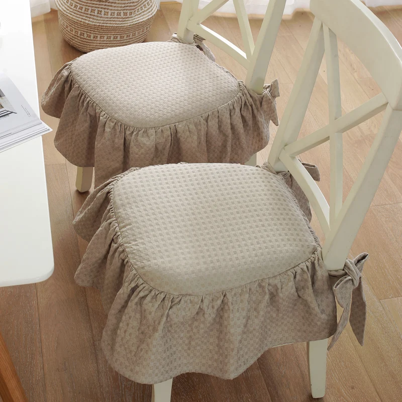 45x45cm white kahki princess frill cotton chair cushion seat mat breathable walf checks dinning chair mat