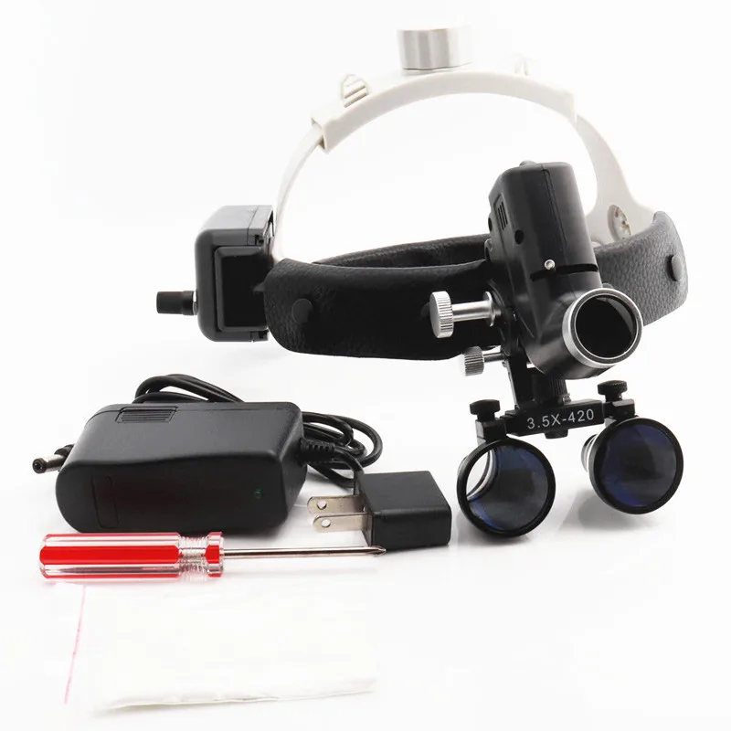 High Quality Wireless 5WLED Medical Headlamp Surgical Headlight Illuminator+2.5/3.5X Binocular Magnifier Dental Loupes