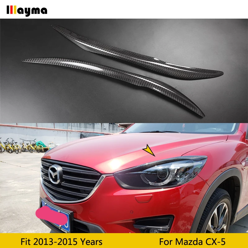 

For Mazda CX-5 2.0L 2.5L 2013 - 2015 CX5 Carbon fiber headlight decorative sticker eyelid CX 5 car front light eyebrows 2pcs