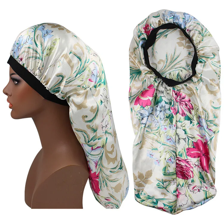 Frauen Satin Bonnet Schönheit Druck Satin Seide Motorhaube Schlafen Nacht Kappe Motorhaube Hut Motorhaube Satin Cheveux Nuit Bonnets Für Frauen – Detail 8
