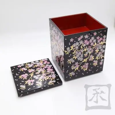 

Трехслойный японский Ланч-бокс для суши Сакура, вишни, бронзирования, новый год, закуска для пикника, коробка для еды, фаст-фуд, деловые пакеты, бэнто