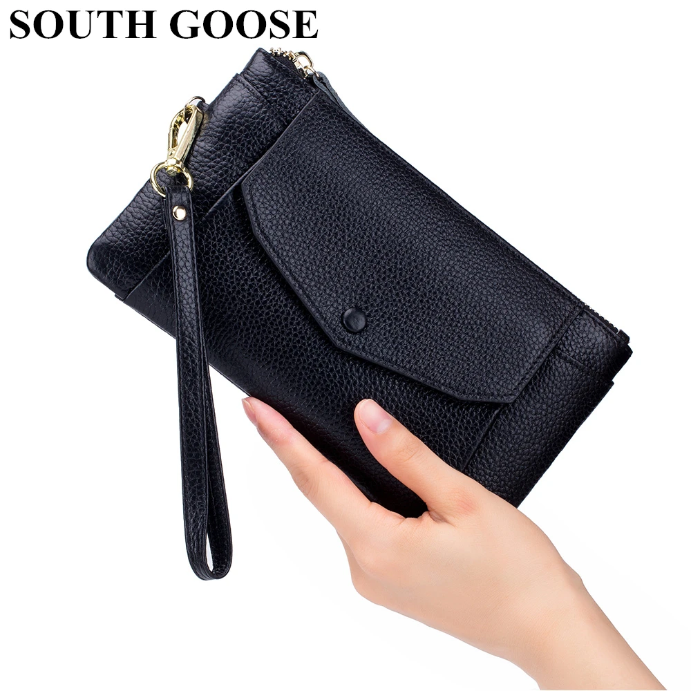 

Soft Genuine Leather Women Wallets Multi-Function Organizer Purse Ladies Casual Cellphone Pouch Lovely Day Clutches Wrist Bag