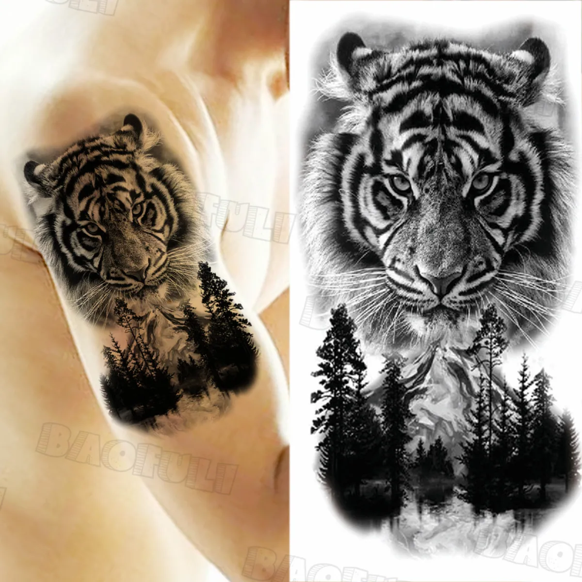 Tigre preto crânio tatuagens temporárias para mulheres adulto leão poker  madeiras realista falso tatuagem adesivo arte do corpo meia manga tatoos /  Tatuagem e arte corporal, image size:1200x1200